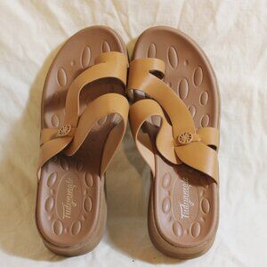 Fudymalc Light Brown Toe-Ring Slides Women’s Size 40 - Gently Used